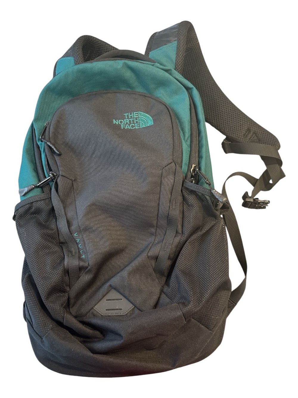 The North Face Black and Teal Backpack- The Vault - Hiking Daypack
